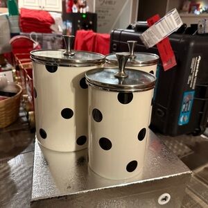 Kate Spade Cream and Black Polka Dot Canister Set